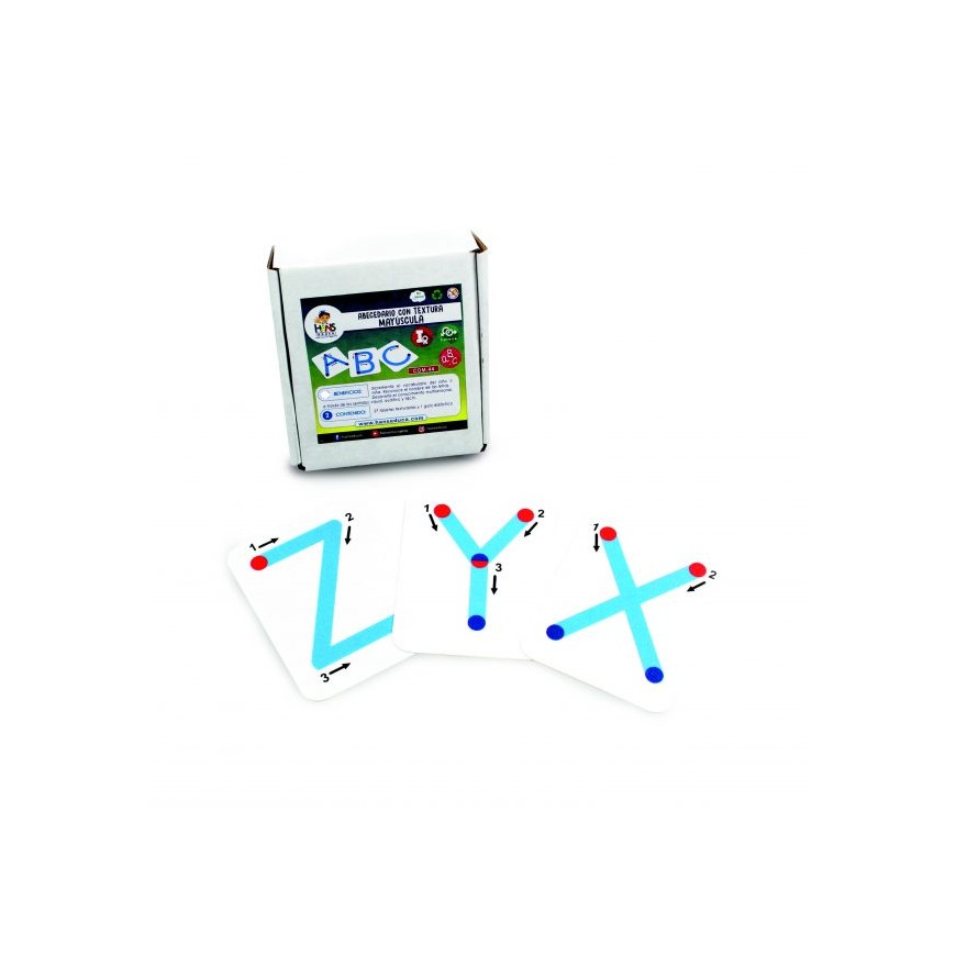 Letras Mayúsculas Sensoriales texturizadas, Set de 27 tarjetas