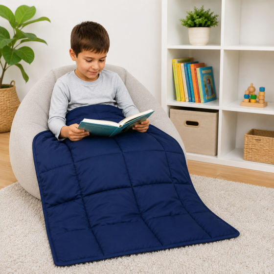 Manta con Peso para Regazo 2 kg Azul Calmante 80x60 cm | Kindertop