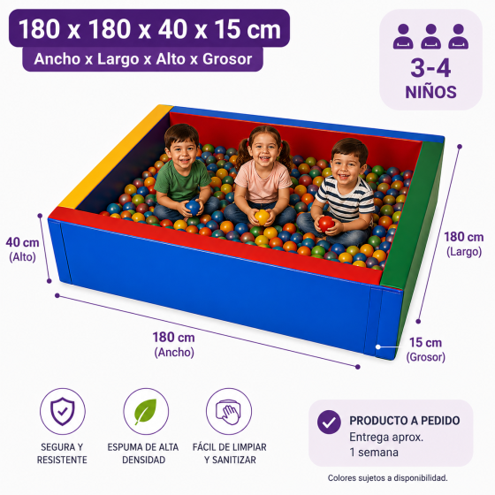 Piscina de pelotas 180x180x40x15 cm