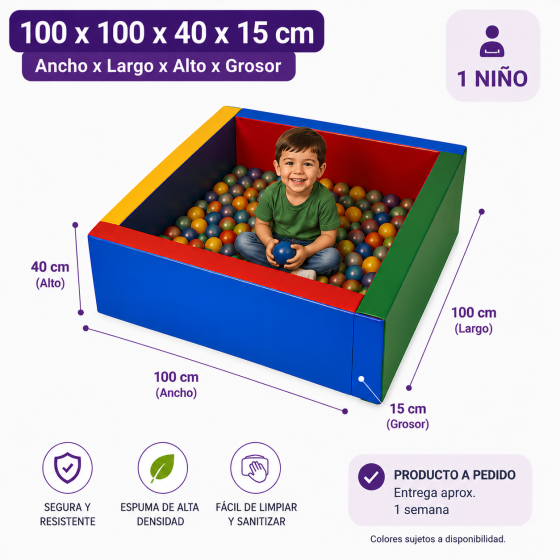 Piscina de Pelotas 100×100×40 cm | Espesor espuma 15 cm