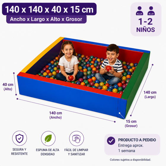 Piscina de pelotas 140x140x40x15 cm