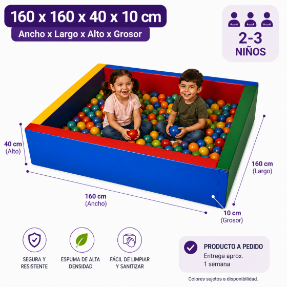 Piscina de pelotas 160x160x40x10 cm