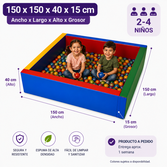 Piscina de pelotas 150x150x40x15 cm