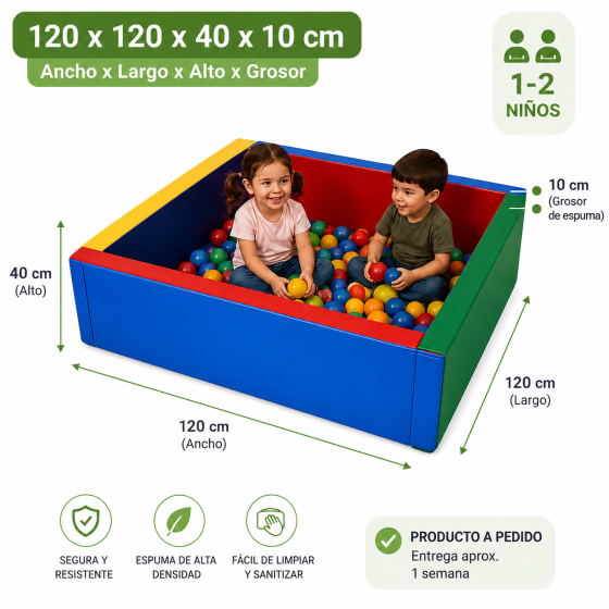 Piscina de pelotas a pedido 120x120x40x10 cm