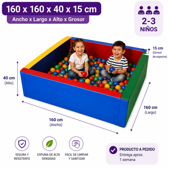 Piscina de pelotas 160x160x40x15 cm