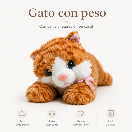 Peluche con Peso Gato atigrado 900 grs | Calma y Bienestar Sensorial