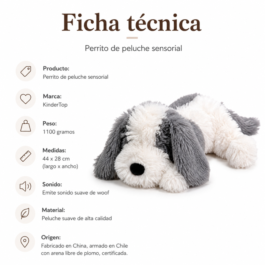 Peluche con Peso Perro 1,1 kg | Apoyo a la Regulación Emocional