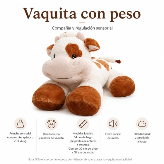 Peluche con Peso Vaca 1,5 kg | Calma y Regulación Sensorial