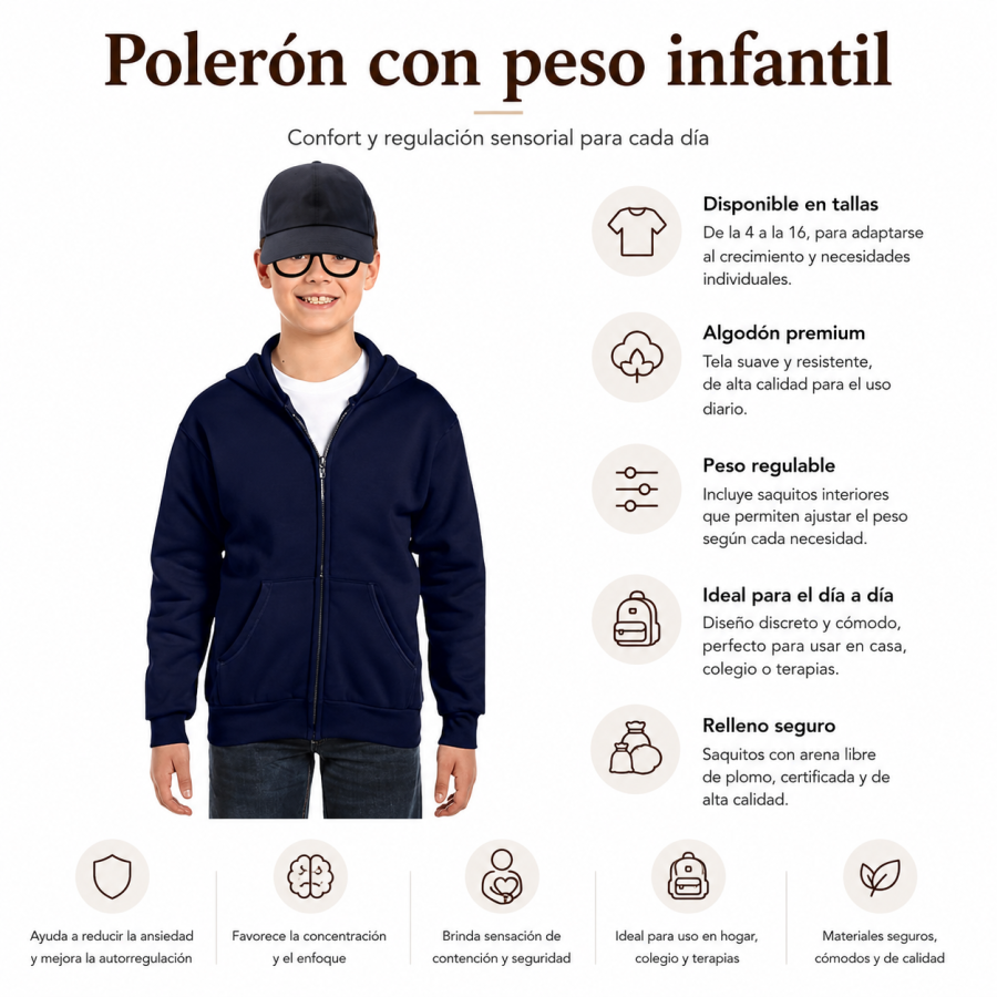 Polerón sensorial con peso Kindertop