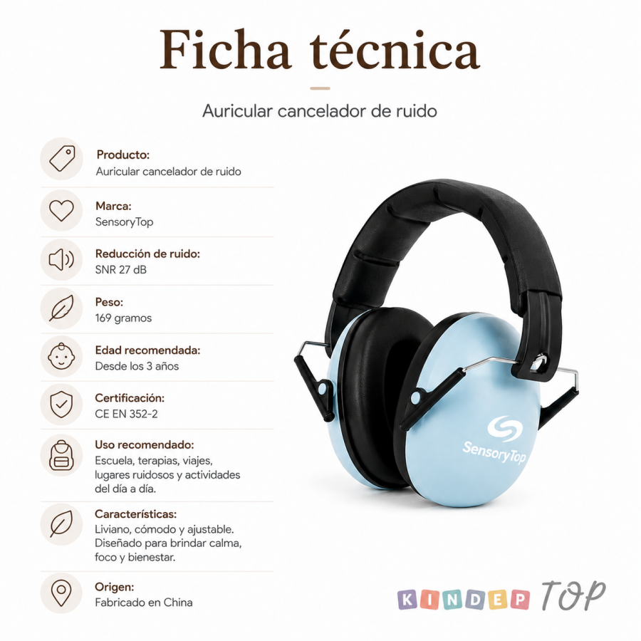 Auriculares Canceladores de Ruido Sensory Top – Protección Auditiva Ce