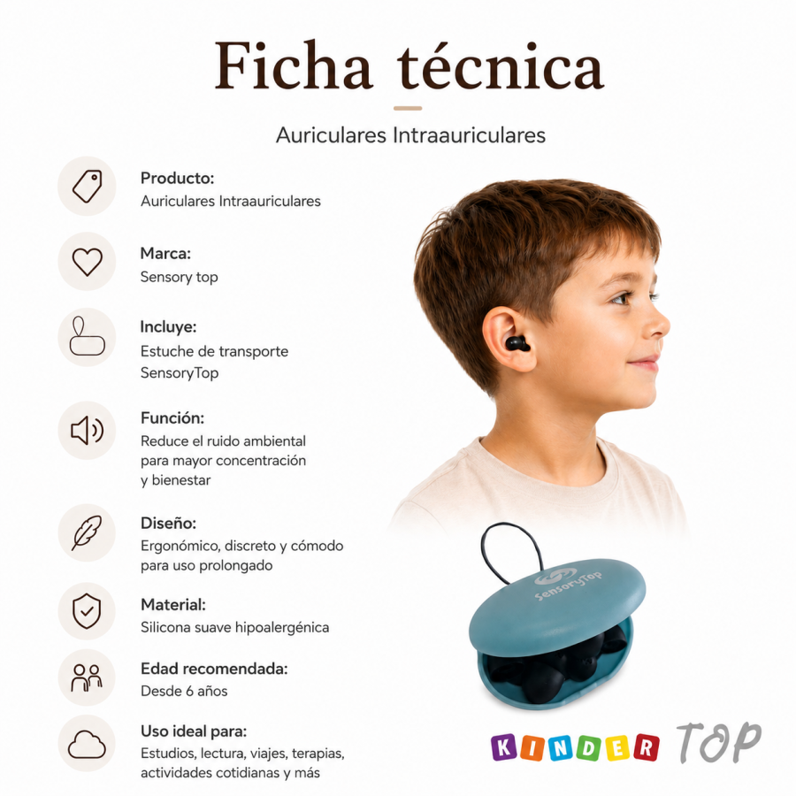 Cancelador de Ruido Intraauricular Sensorial Sensoryrtop | SNR 26 dB