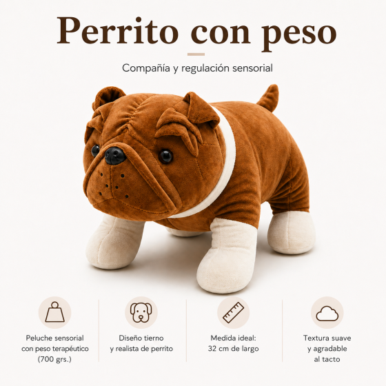 Peluche Sensorial con Peso Perrito Bulldog | Kindertop