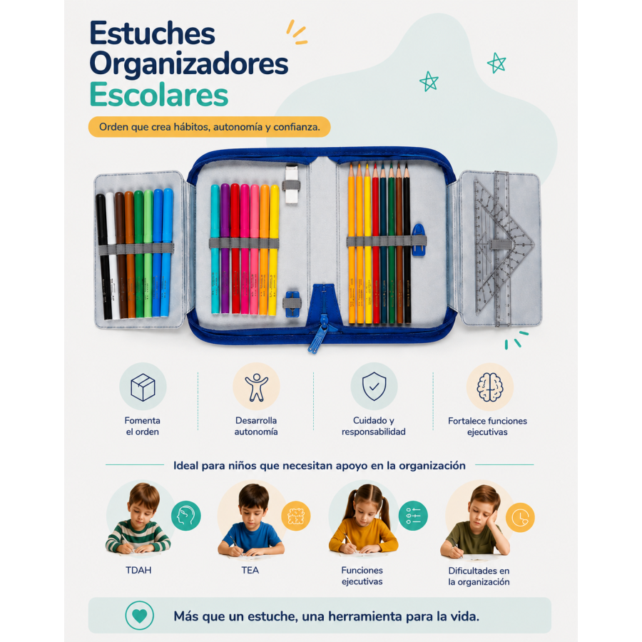 Estuches Organizadores Escolares | Orden y Autonomía | Kindertop