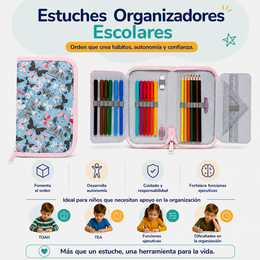 Estuches Organizadores Escolares | Orden y Autonomía | Kindertop