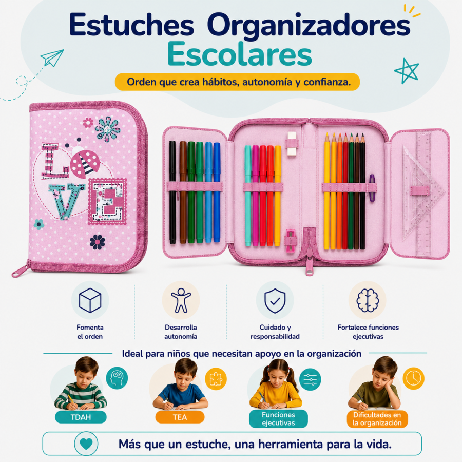Estuches Organizadores Escolares | Orden y Autonomía | Kindertop