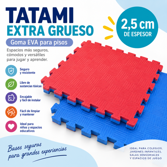Tatami extra grueso de goma EVA 25 mm para pisos infantiles
