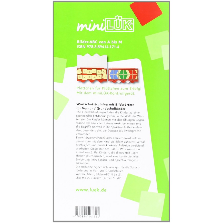 Libro para juego de concentración mini ARCO 12 piezas aleman: Bilder-ABC A bis M